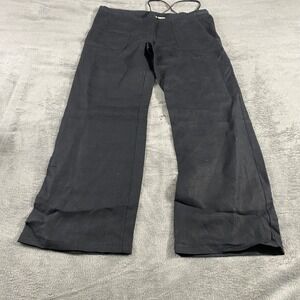 London Jean Pants Womens XS Very Black 100% Linen Chino Wide Leg Drawstring Y2K